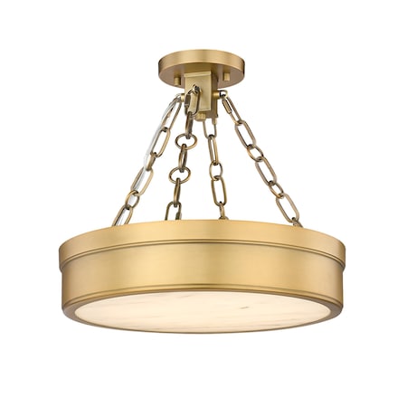 Z-Lite Anders Semi Flush Mount, 1-Light, 15 In.W x 13.75 In.H, Rubbed Brass/marbling 1944SF15-RB-LED